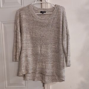 Ana Women's Textured Light Gray Crew Neck Sweater
